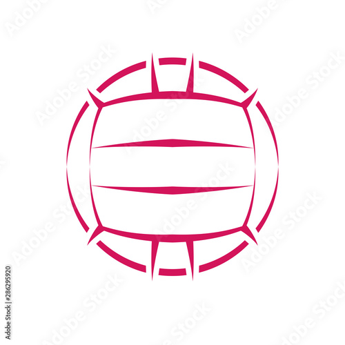 Pink abstract volleyball symbol isolated on white background