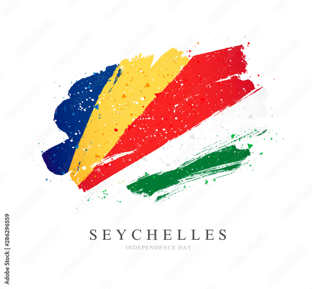 Obraz premium Flag of Seychelles. Vector illustration on a white background.