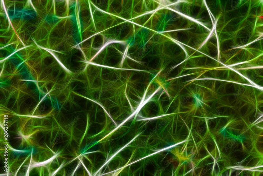 Neuron brain cells abstract background. Neurons connections backdrop painted in green color.