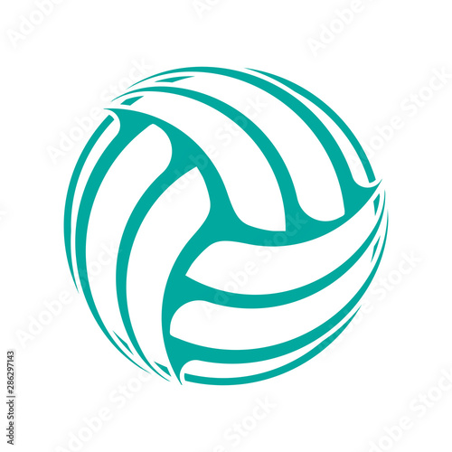 Blue abstract volleyball symbol isolated on white background