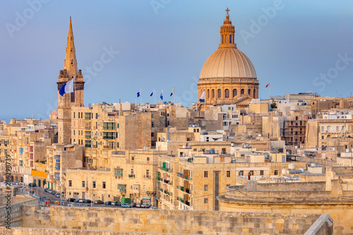 Valletta. The Basilica of Our Lady and the Tower of the Cathedral. © pillerss