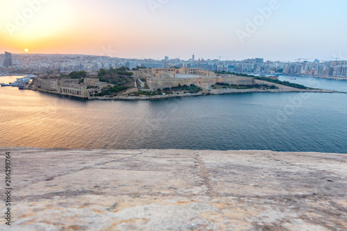 Malta. Old stone fortifications on Manoel island.