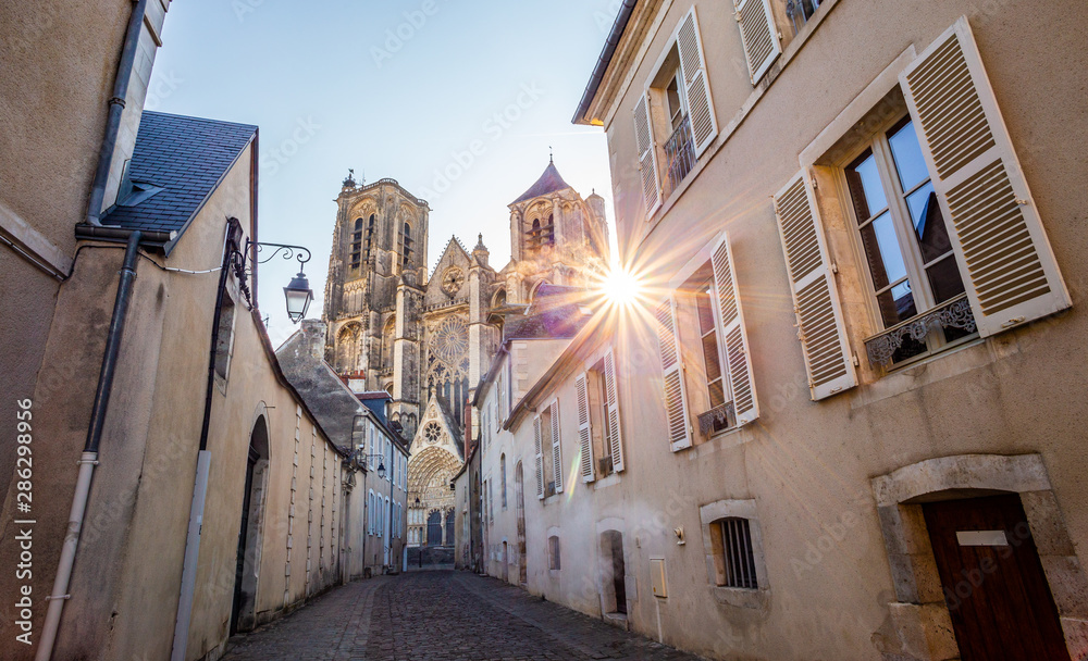 The old town center of Bourges and the cathedral