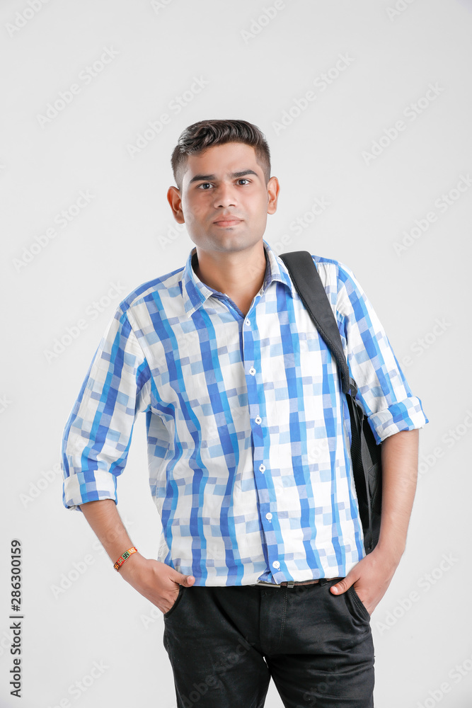 Happy Indian College Boy with Holding bag Happy Indian College Boy with Holding bag