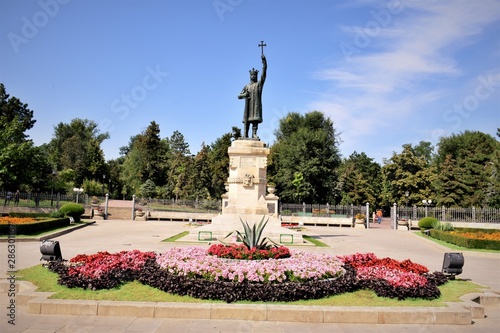 Stephen the Great monument at central Stefan cel mare Central Park.Chisinau,Moldova park . Chisinau. Moldova.