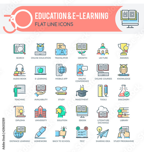 Education and e-learning icons