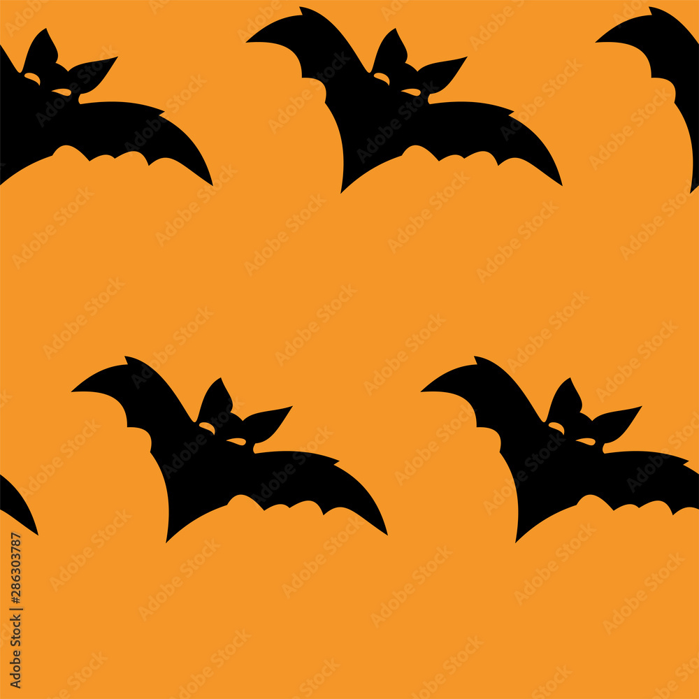 Fototapeta premium Seamless pattern with halloween carved jack faces silhouettes on black background. Can be used for scrapbook digital paper, textile print, page fill. Vector illustration