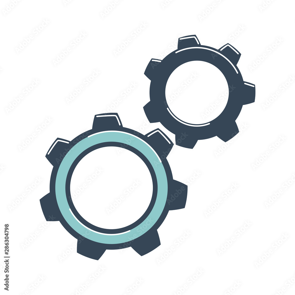 Gears are spinning. Concept of business processes, debugged system, actions