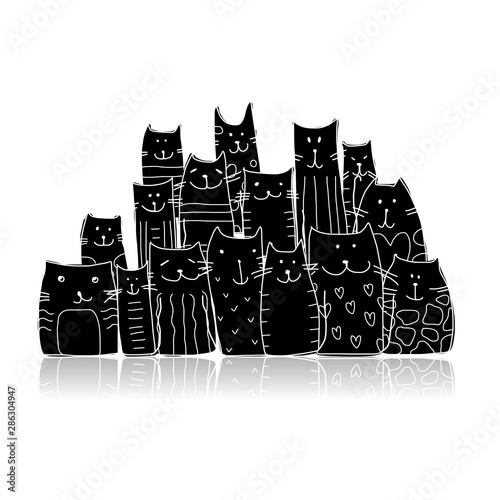 Black cats, sketch for your design