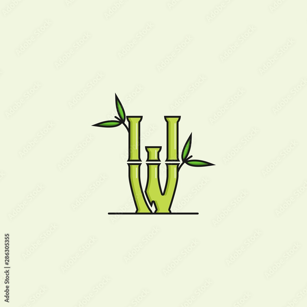 the letter W with the concept of bamboo logo Stock Vector | Adobe Stock