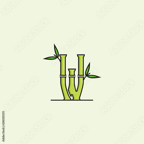 the letter W with the concept of bamboo logo