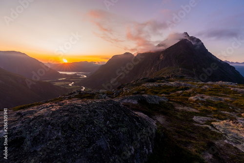 An amazing landscape from Litlefjellet mountains in Romsdal, very close to Andalsnes.
