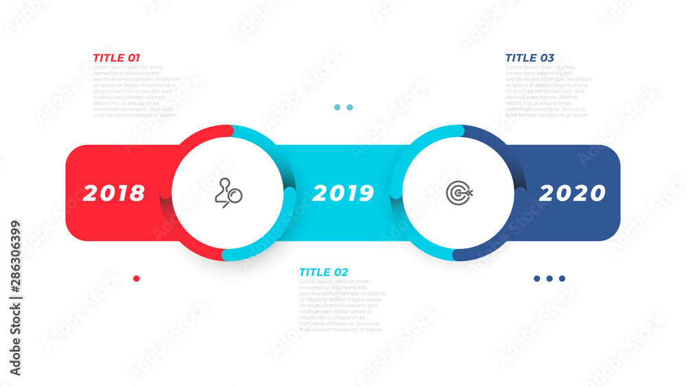 Business infographic template. Timeline process with 3 options, marketing icons. Vector illustration. Can be used for presentations, info chart, graph.