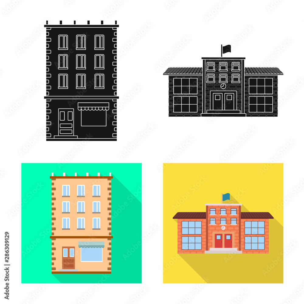 Isolated object of municipal and center symbol. Set of municipal and estate vector icon for stock.