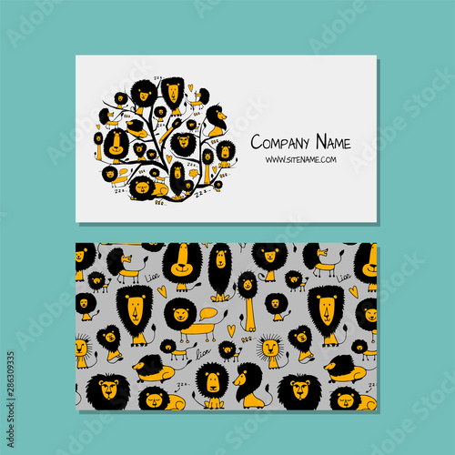Business cards design, funny lions