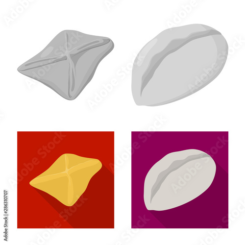 Vector design of products and cooking logo. Set of products and appetizer stock vector illustration.