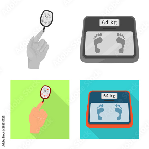 Isolated object of diet and treatment logo. Set of diet and medicine stock symbol for web.