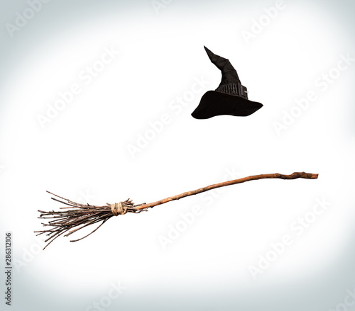 witch flying broom photo