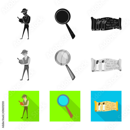Isolated object of story and items sign. Set of story and attributes vector icon for stock.