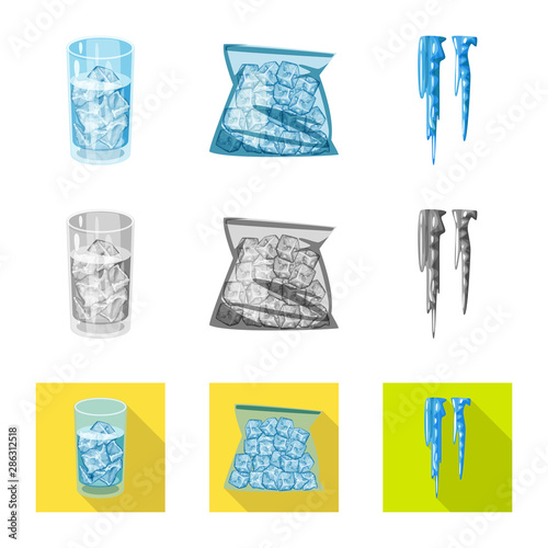 Vector illustration of texture and frozen symbol. Collection of texture and transparent stock symbol for web.