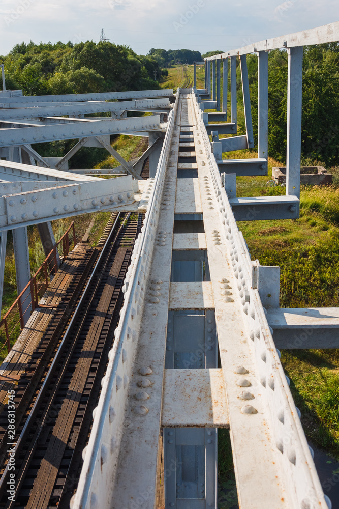 Metal constructions of the railway bridge