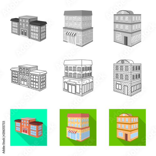 Isolated object of construction and building logo. Collection of construction and estate vector icon for stock.