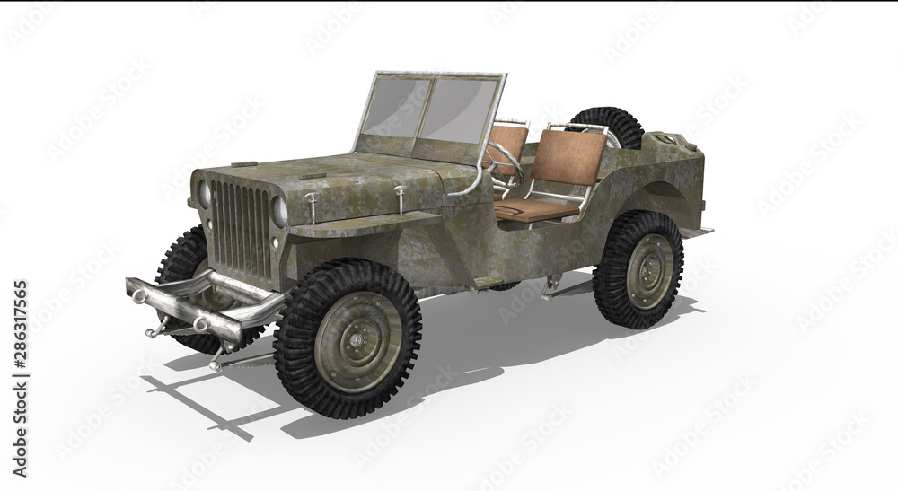 Militär Jeep, Oldtimer, freigestellt
