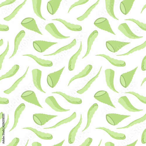 Seamless pattern with aloe vera leaves