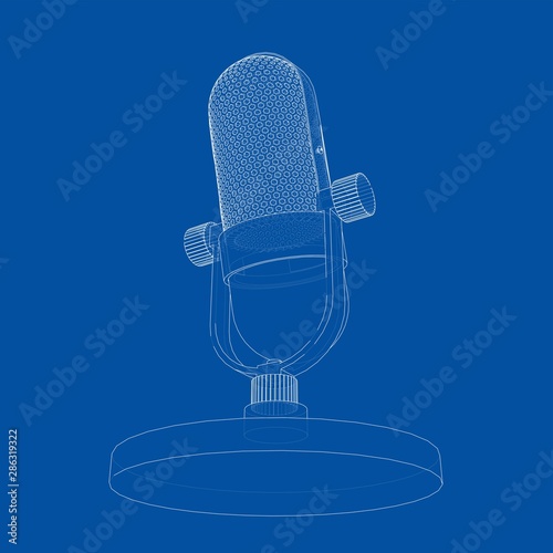 Outline vintage microphone vector