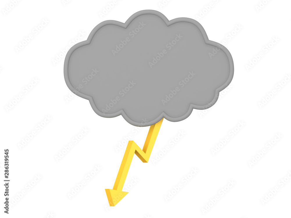 3D Rendering of dark cloud with lightning coming from it