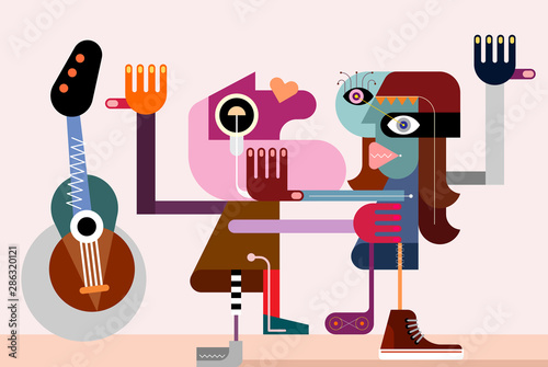 Two Women Hug Each Other vector artwork