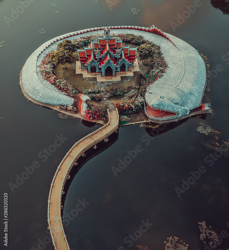 Photography Ancient city Muang Boran from above in Bangkok Thailand
