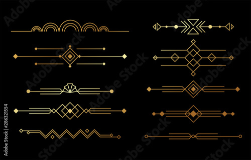 Beautiful collection of modern art deco dividers vector