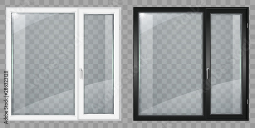 Modern white and black plastic wide window