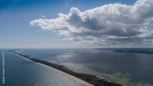 Aerial view of the Hel Peninsula, a charming place on the Baltic Sea, Poland