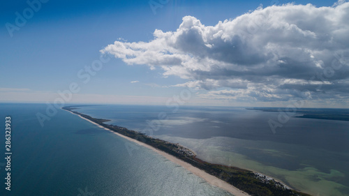 Fototapeta Naklejka Na Ścianę i Meble -  Aerial view of the Hel Peninsula, a charming place on the Baltic Sea, Poland