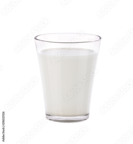 glass of milk on white background