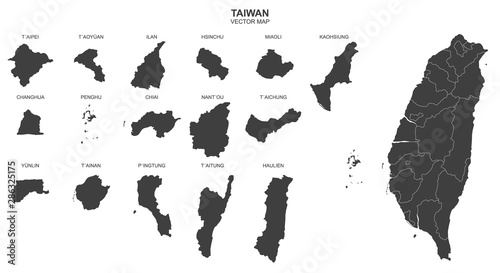 vector map of Taiwan on white background photo