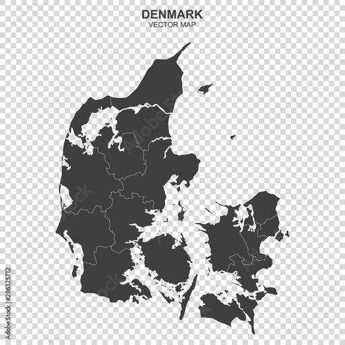 Fototapeta vector map of Denmark on transparent background