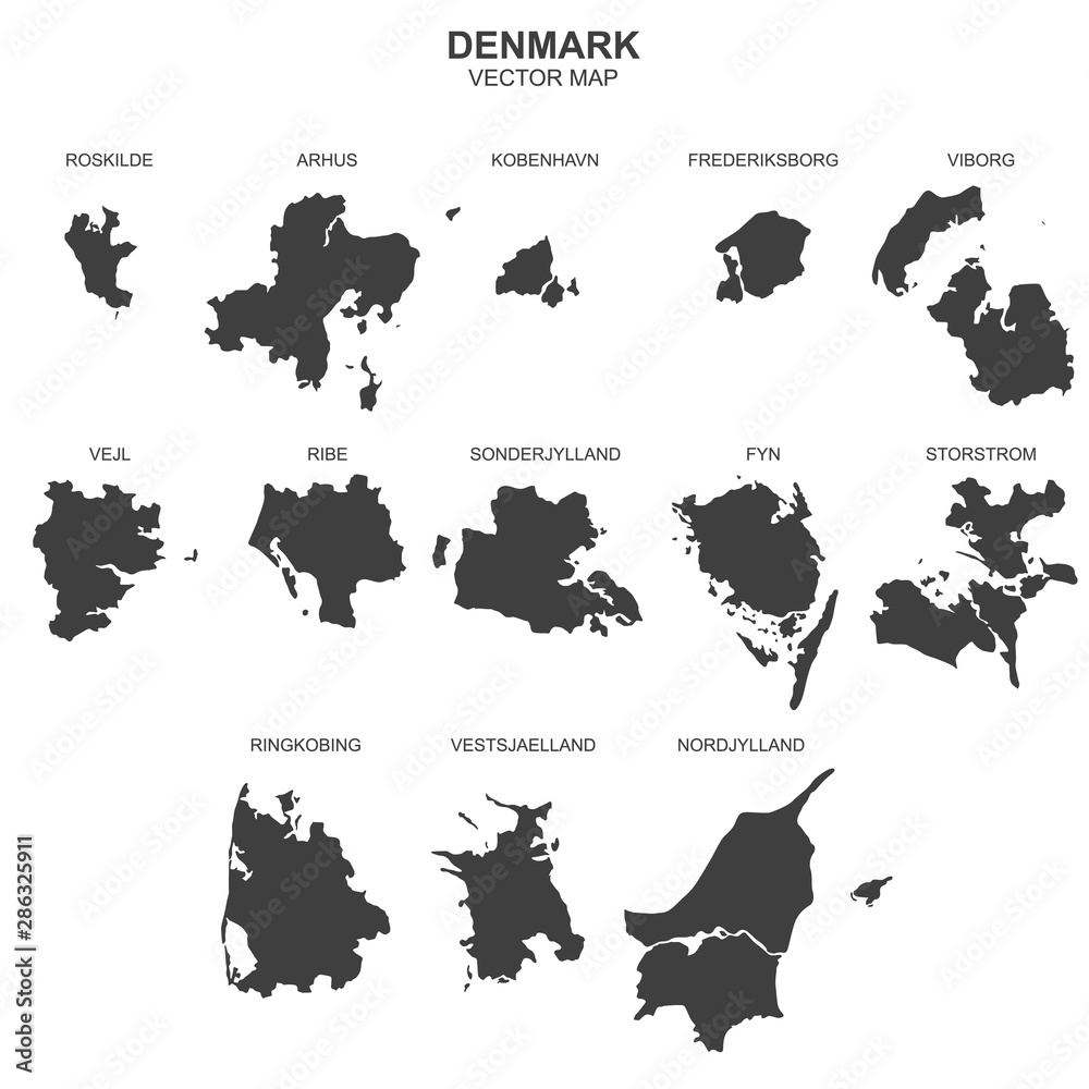 vector map of Denmark on white background vector map of Denmark on white background