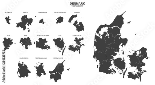 vector map of Denmark on white background