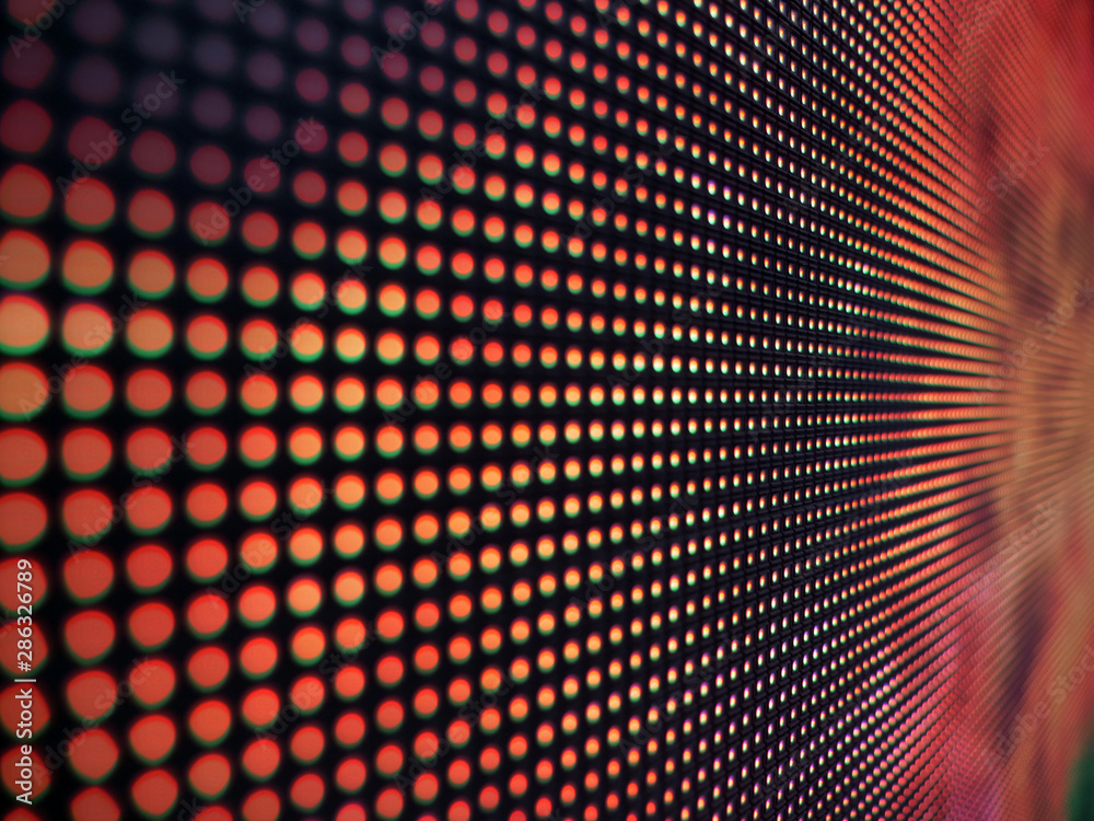 RGB LED Pixel Pitch - Red Green Blue - Color Mixing LEDS. Perspective view SMD Technology. Display Colors Panel RGB LED Pixel Pitch - Red Green Blue - Color Mixing LEDS. Perspective view SMD Technology. Display Colors Panel