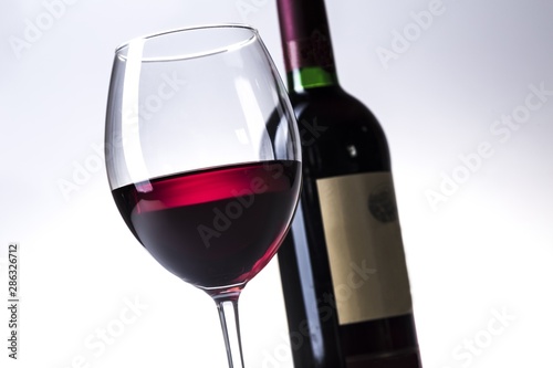 Bottle of Red Wine and Glass