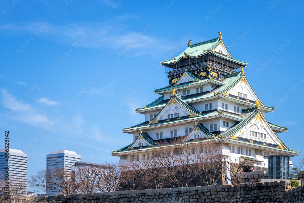 Fototapeta premium Osaka castle in the winter