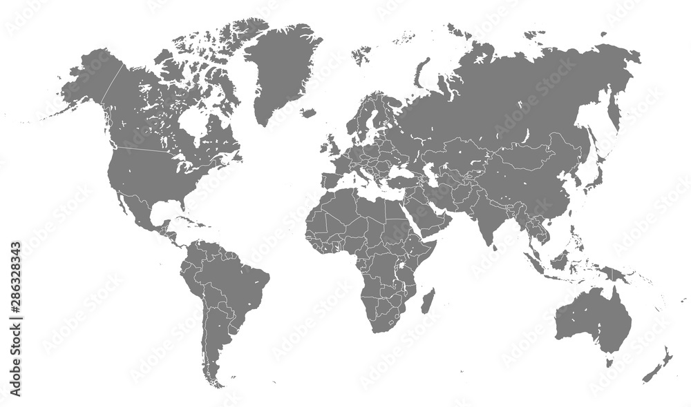 Fototapeta premium polityczna mapa świata na białym tle