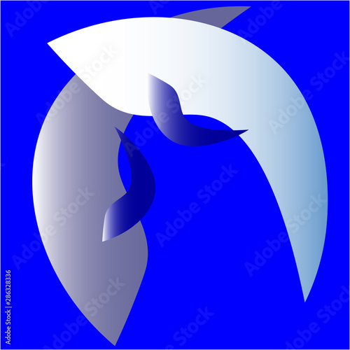 blue icon, sea symbol fish, logo