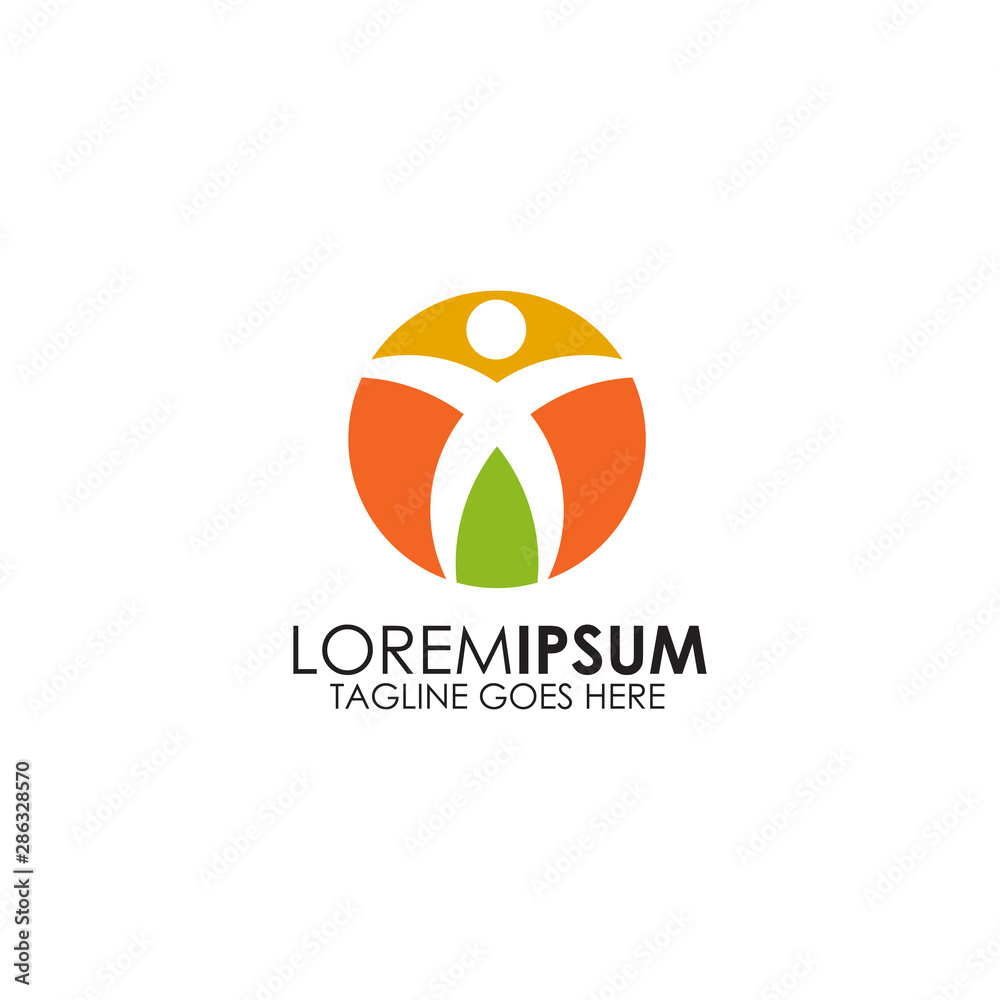 Human character icon logo design vector template