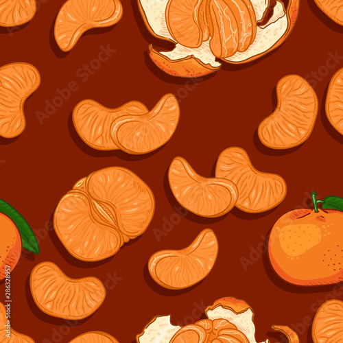 Vector Seamless Pattern of Tangerines