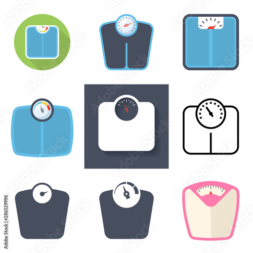 Bathroom scale icon set