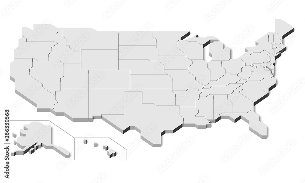 USA map 3D, simple